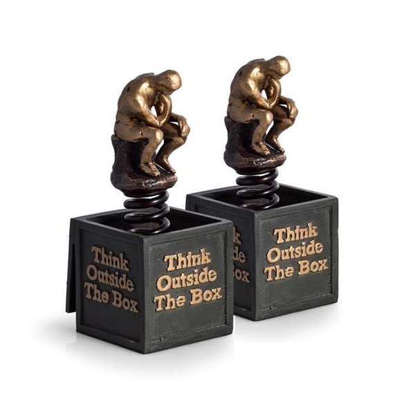 Bey Berk International Bey-Berk International R10N Bronze Finished Think Outside the Box Thinker Bookends R10N